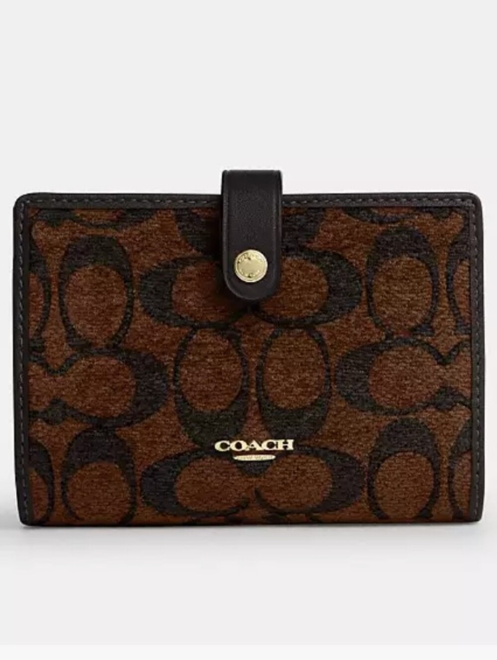 COACH Brown Signature Compact Wallet
